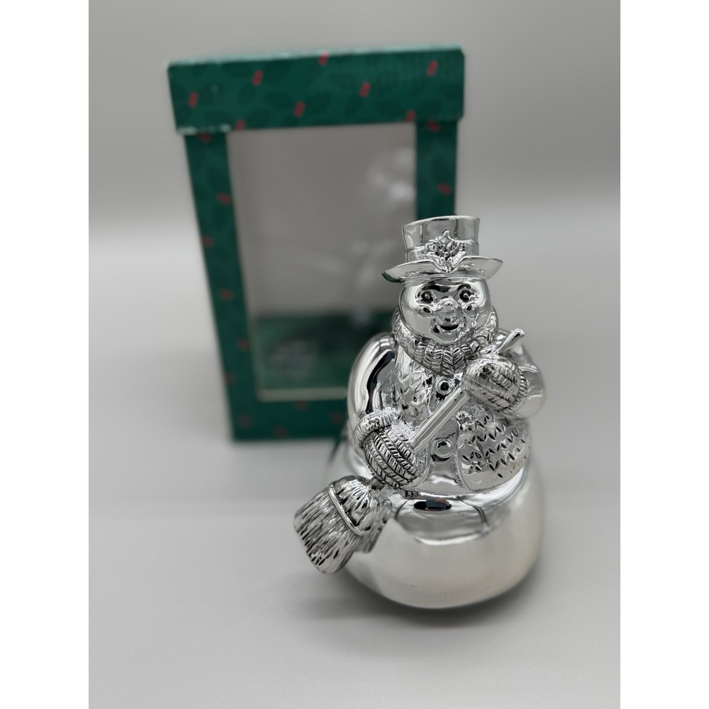 Reed & Barton Silver Plated Revolving Musical Snowman Figurine NIB